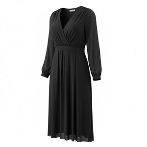 Anne Klein elegant black dress. Sheer overlay solid under slip NWT woman 10 midi